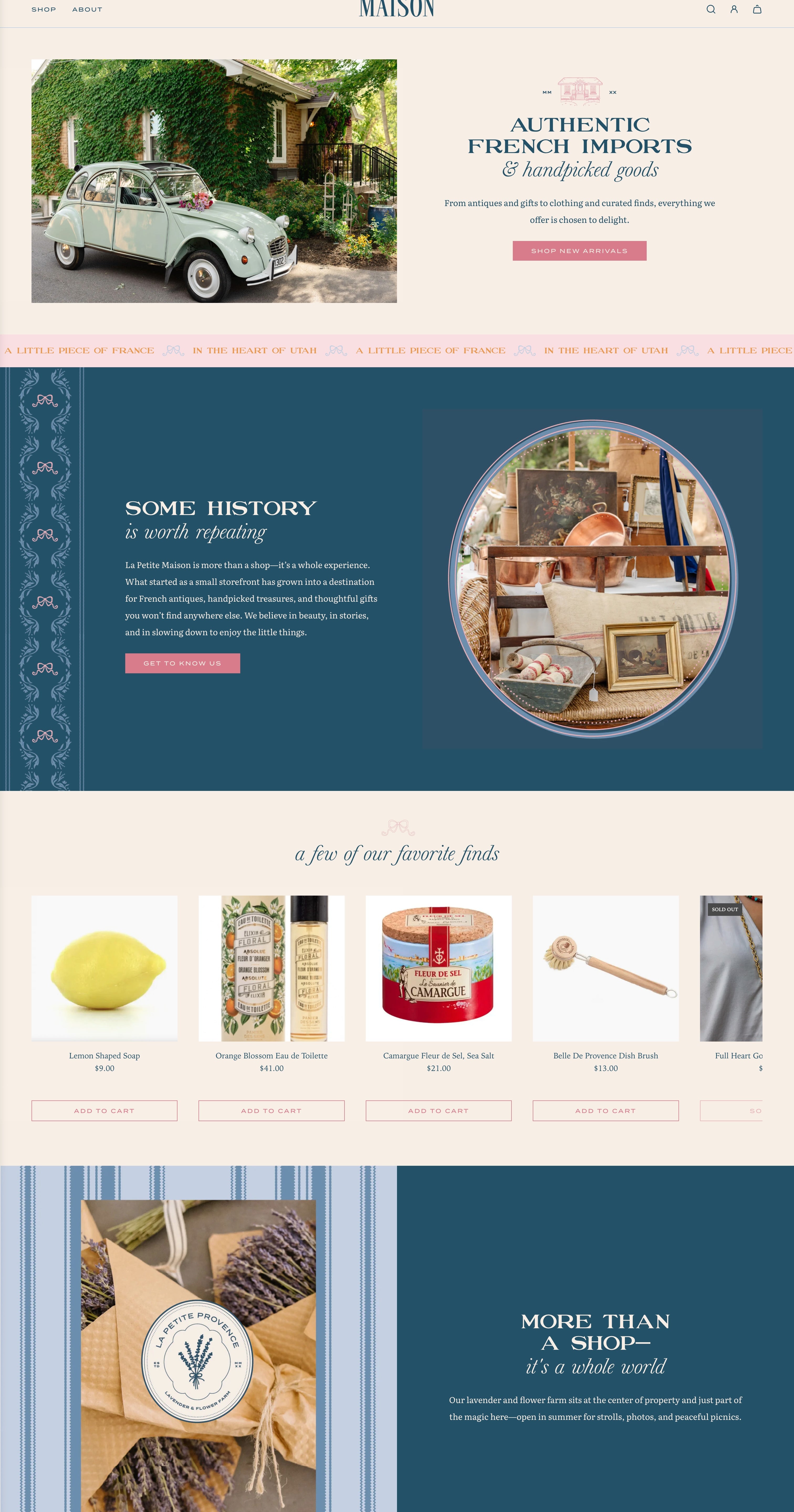 Shopify web design for homewares brand
