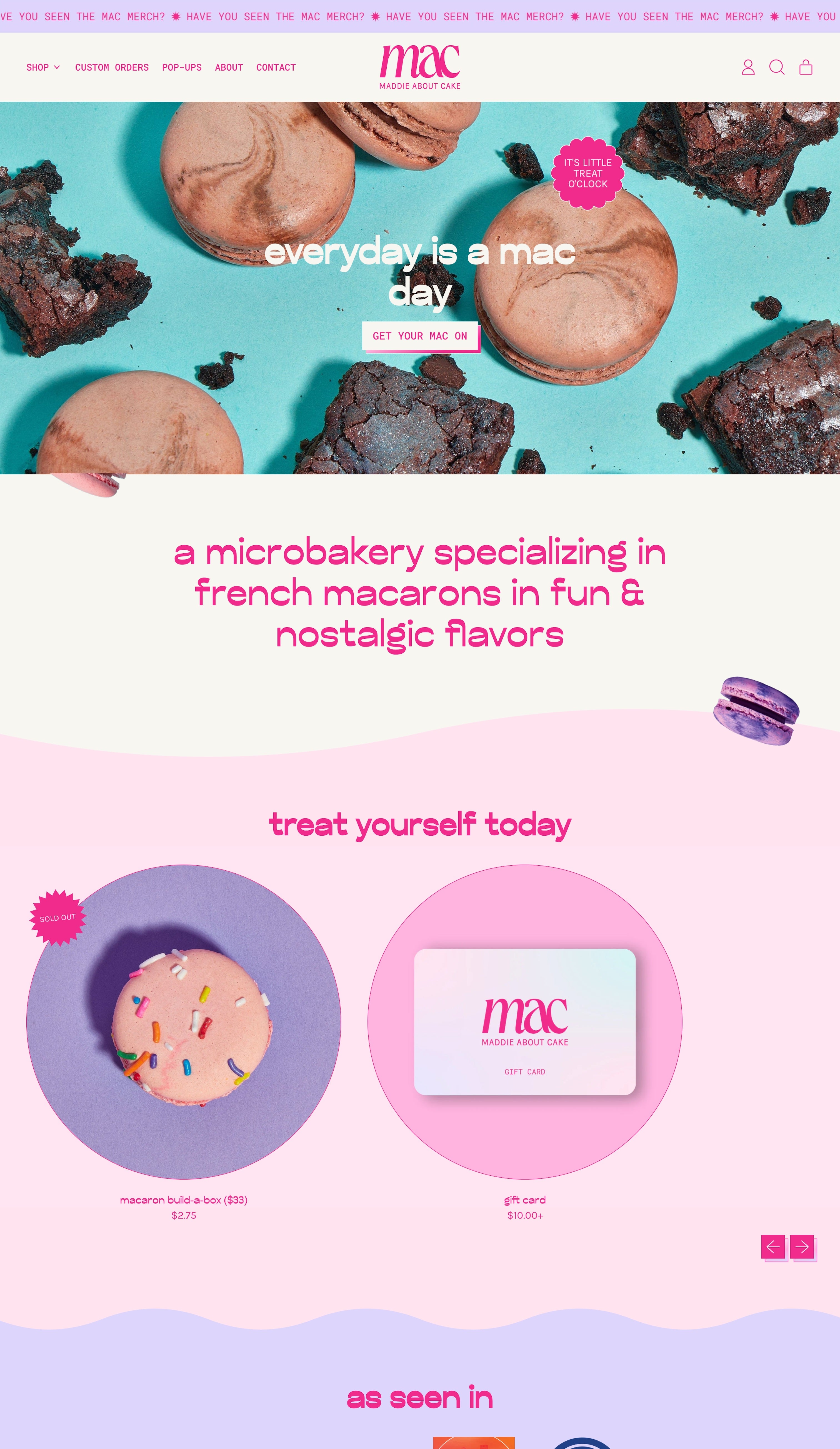 Shopify website design for microbakery specializing in french macarons