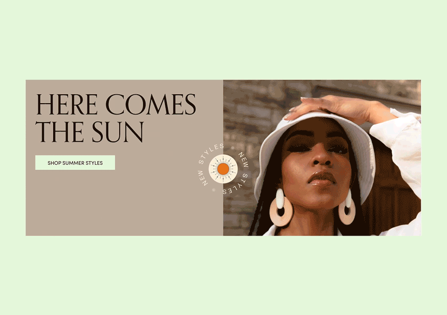 Pre-built Shopify Section Template: Rotating Sticker with Text - Luna Templates