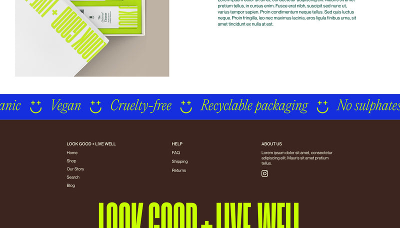 Pre-built Shopify Section Design - Look Good Live Well - By Luna Templates