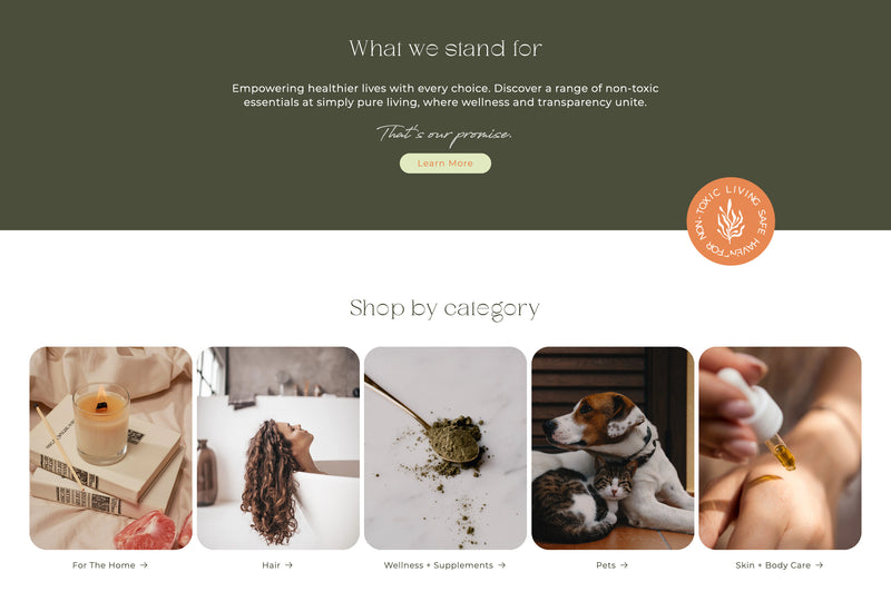 Pre-built Shopify Section Design - Simply Pure Living - By Soulve Studio