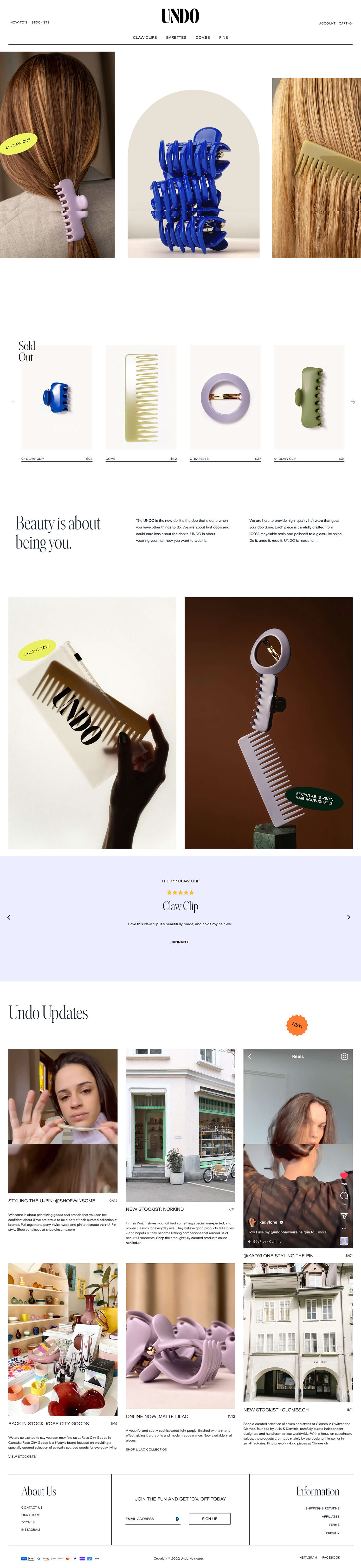 Shopify Website Design Inspiration - Undo