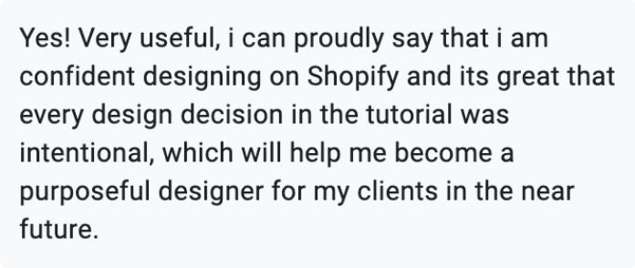 Shopify Design Course Review Screenshot