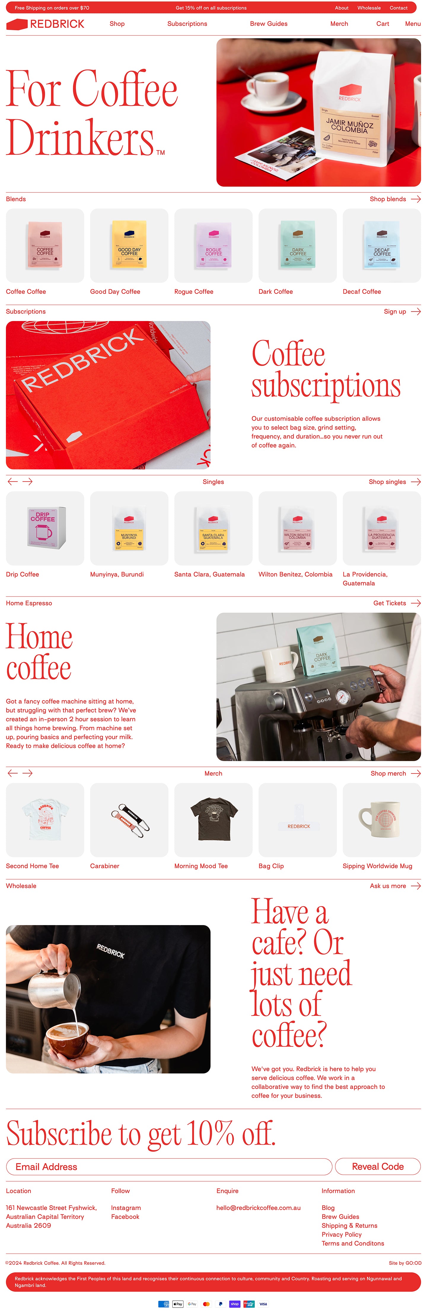 Shopify Website Design Inspiration - Redbrick Coffee