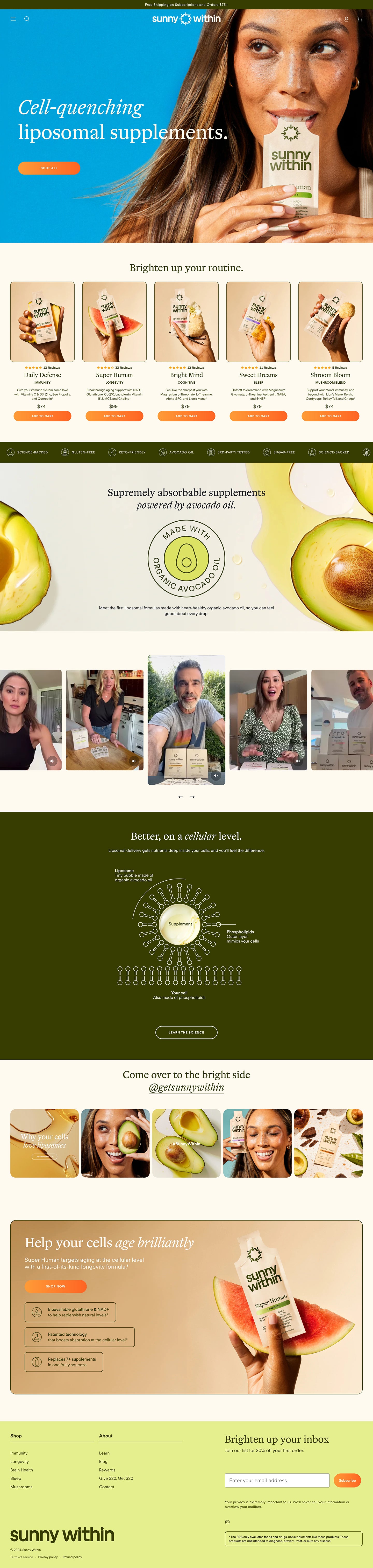 Shopify Website Design Inspiration - Sunny Within