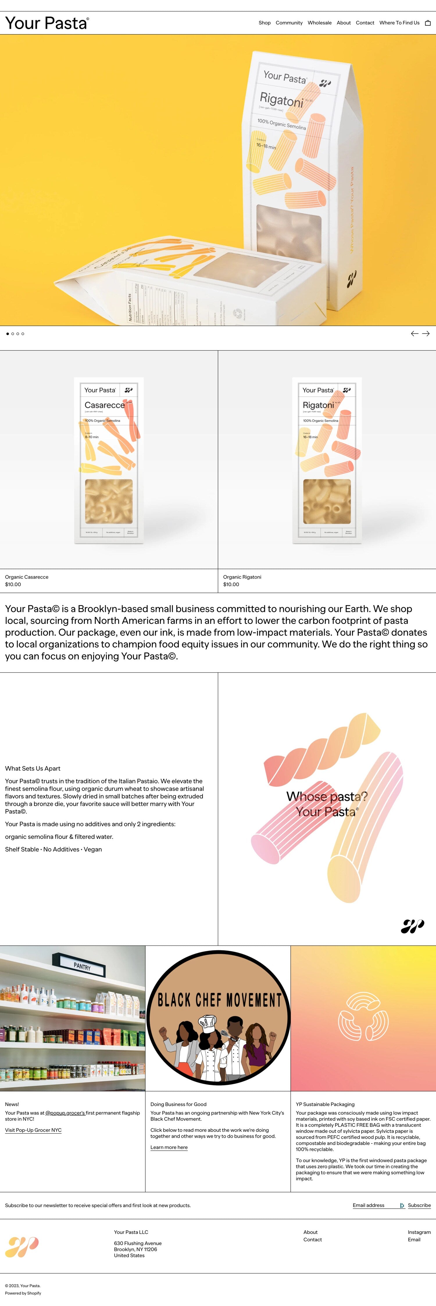 Shopify Website Design Inspiration - Your Pasta